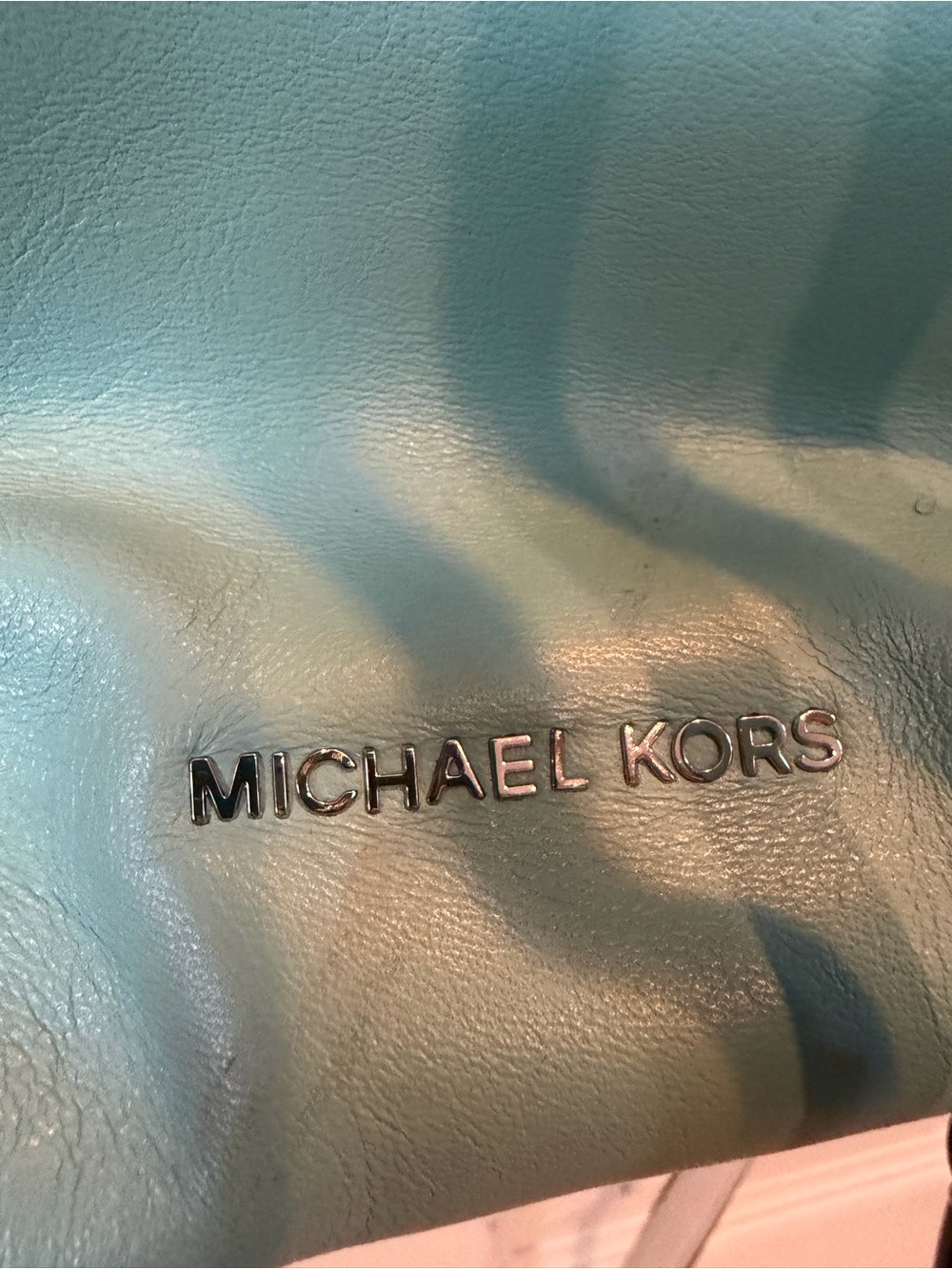 Michael Kors Two-Tone Blue and White Drawstring Hobo bucket bag - Picture 3 of 5